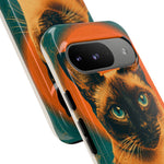 Siamese Cat Retro Halftone Portrait Case - Orange Teal Print
