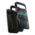 Vintage Teal 1957 Bel Air Classic Car Tough Case | Retro Rainy City Phone Cover