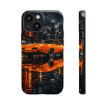 Orange Daytona Phone Case, Rainy City Night Muscle Car Tough Cover