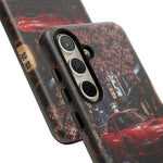 Red FD RX-7 Blossom Alley Tough Phone Case - Rain-Slicked Night