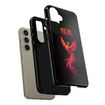 Glitch Phoenix Rising Art Tough Phone Case - Orange Pink Neon
