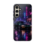 Neon City Night Prelude JDM Car phone case | Vaporwave rainy street