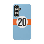 Copy of Blue Orange Number 20 Retro Racing Stripe Tough Phone Case Cover