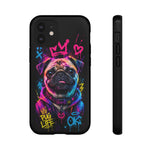 Pug Neon Graffiti Portrait Tough Phone Case - Dripping Paint