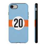 Copy of Blue Orange Number 20 Retro Racing Stripe Tough Phone Case Cover