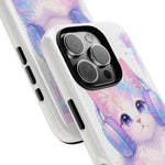 Pastel Cat Phone Case, Headphones Glitch Color Block Cover