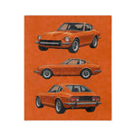 Orange Datsun 240Z Car Illustration Blanket | Vintage Sports Car Microfiber