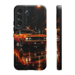 Orange Cuda Phone Case, Rainy City Night Muscle Car Tough Cover