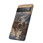 Saint Bernard Winter Rescue phone case | snowy mountain dog scene