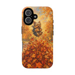 Yorkshire Terrier Jumping in Autumn Leaves Tough Case | Fall Dog Phone Cover