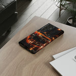 Orange Cuda Phone Case, Rainy City Night Muscle Car Tough Cover