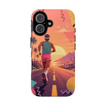 Retro Runner Sunset phone case | 80s Vaporwave jogging design