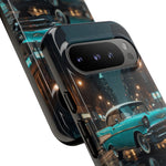 Vintage Teal 1957 Bel Air Classic Car Tough Case | Retro Rainy City Phone Cover