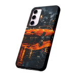 Orange Daytona Phone Case, Rainy City Night Muscle Car Tough Cover