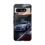 Skyline GT-R R34 White Nurburgring Speed Art Tough Phone Case
