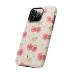 Pink Cherry Pattern Phone Case | Cute Retro Fruit Design