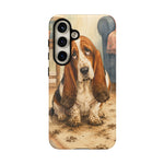 Guilty Basset Hound Phone Case, Muddy Watercolor Art Cover