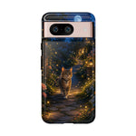Moonlit Garden Cat Phone Case, Firefly Painterly Art Cover