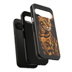 Bengal Cat Geometric Portrait Tough Phone Case - Gold Black Poly
