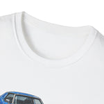 Blue 1973 Corvette Illustration T-Shirt | Classic Sports Car Trio