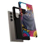 British Shorthair Round Pop Art Tough Phone Case