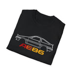 1986 AE86 Trueno Outline Silhouette JDM Classic Car T-Shirt Line Art Emblem Fan Gift