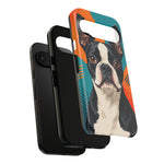Boston Terrier Pop-Art Portrait Tough Phone Case - Teal Orange