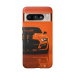 Orange Mustang Art Phone Case, GT500 American Muscle Car Tough Cover for Male