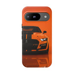 Orange Mustang Art Phone Case, GT500 American Muscle Car Tough Cover for Male