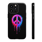 Glitch Peace Sign Phone Case, RGB Melt Digital Art Tough Cover, Gift