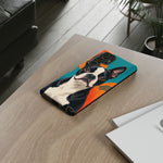 Boston Terrier Pop-Art Portrait Tough Phone Case - Teal Orange
