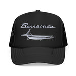 Barracuda Muscle Car Emblem Trucker Hat Cuda Logo Foam Mesh Snapback Graphic Cap