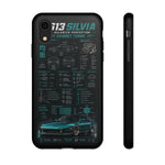 Teal S13 Silvia Phone Case, JDM Drift Infographic Spec Cover