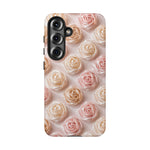 Silk Rose Phone Case, Blush Pink Floral Pattern Tough Cover, Gift