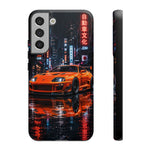 Orange Supra Phone Case, Neon City Night JDM Sports Car Tough Cover