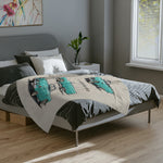 Turquoise 1955 Thunderbird Illustration Blanket | Retro Classic Car Throw