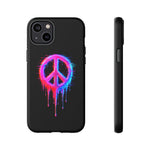Glitch Peace Sign Phone Case, RGB Melt Digital Art Tough Cover, Gift