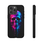 Neon Glitch Skull Phone Case, Dripping Paint Scanline Cover