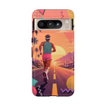 Retro Runner Sunset phone case | 80s Vaporwave jogging design