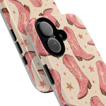 Pink Cowboy Boots phone case | Western pattern | Pastel stars