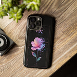 Glitch Bloom Flower Art Tough Phone Case - Pastel on Black