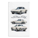 1963 Corvette Split Window White Banner 34x56 Garage Man Cave Wall Decor