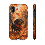 Dachshund Autumn Stroll Dog Tough Phone Case