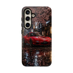 Red FD RX-7 Blossom Alley Tough Phone Case - Rain-Slicked Night