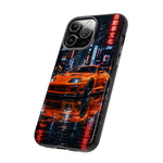 Orange Supra Phone Case, Neon City Night JDM Sports Car Tough Cover