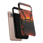 Black Impala Lowrider Sunset Tough Phone Case - Palm Silhouette
