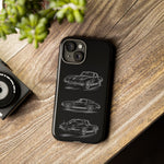 C2 Sting Ray Line Art Phone Case, Glowing Silver Three-View