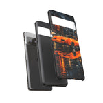 Orange Daytona Phone Case, Rainy City Night Muscle Car Tough Cover