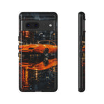 Orange Daytona Phone Case, Rainy City Night Muscle Car Tough Cover