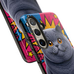 British Shorthair Round Pop Art Tough Phone Case